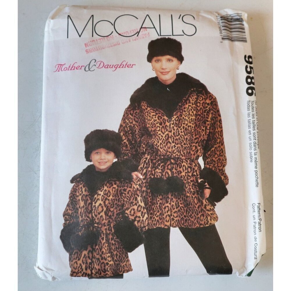 McCall's 9586 Sewing Pattern Mother & Daughter Jacket and Ear Muffs Matching Coa